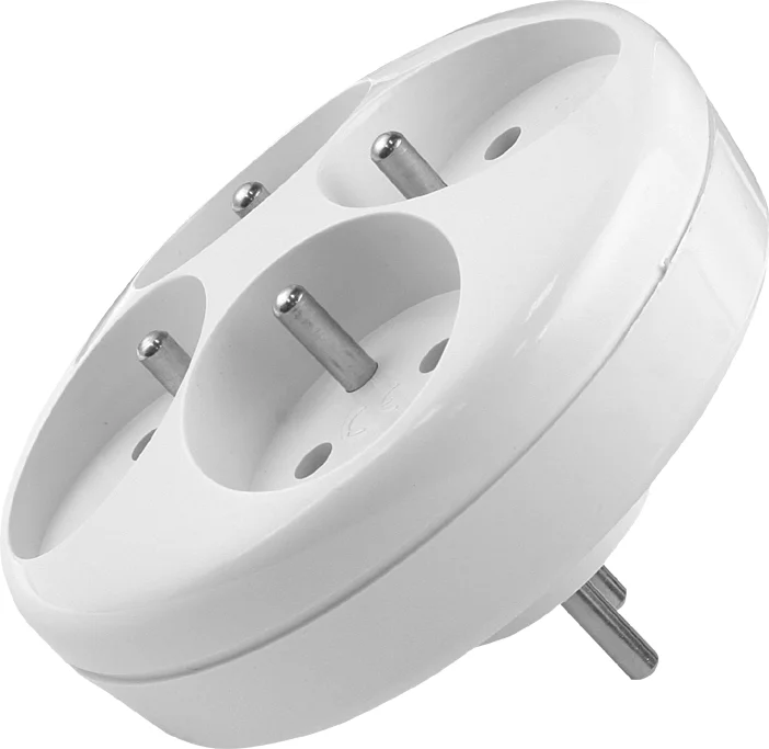 Rozgałęźnik czterokrotny 4 round sockets z bolcem; biały